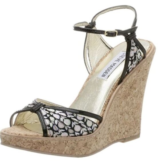 Steve Madden Lynbrook Cork Platform Wedge Sandals - Picture 12 of 12